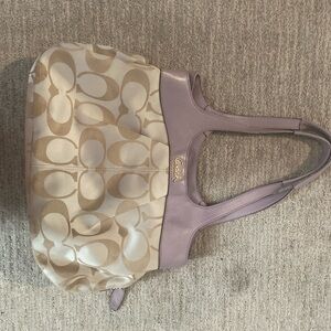 Coach Beige and Lavender Tote Bag